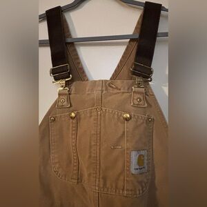 Carhartt Brown Bib Overalls, size 38x30